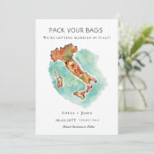 Verpak je tassen Italië bruiloft bestemming Save The Date (Staand voorkant)