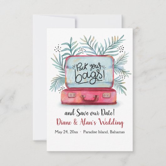 Verpak je zakken Bespaar de datum aankondiging (Voorkant)