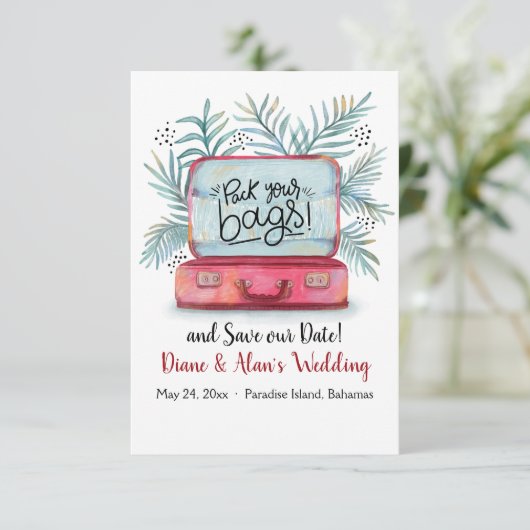 Verpak je zakken Bespaar de datum aankondiging (Staand voorkant)