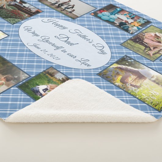Verpak jezelf in onze Love Fathers Day Foto Collag Sherpa Deken (3/4)