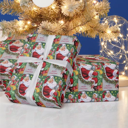 verpakken van kerstman en kinder partij cadeaupapier (Feestdagen)