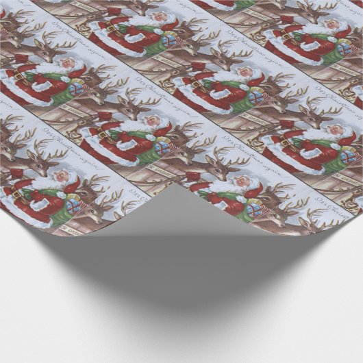  verpakken van onder spanning staande kerstman en  cadeaupapier (Hoek)