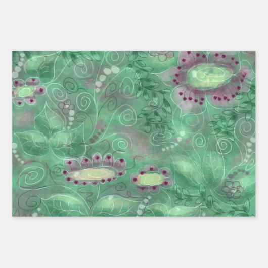 Verpakkende Document Bladreeks 3pc Abstract Blauw Inpakpapier Vel (Voorkant 2)