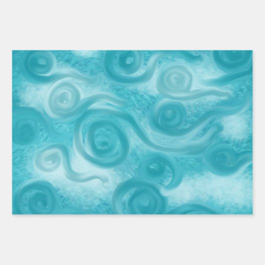 Verpakkende Document Bladreeks 3pc Abstract Blauw Inpakpapier Vel (Voorkant)