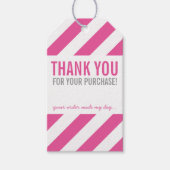 VERPAKKING BEDANKT dikke roze streep Cadeaulabel (Voorkant)