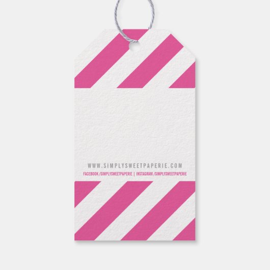 VERPAKKING BEDANKT dikke roze streep Cadeaulabel (Achterkant)