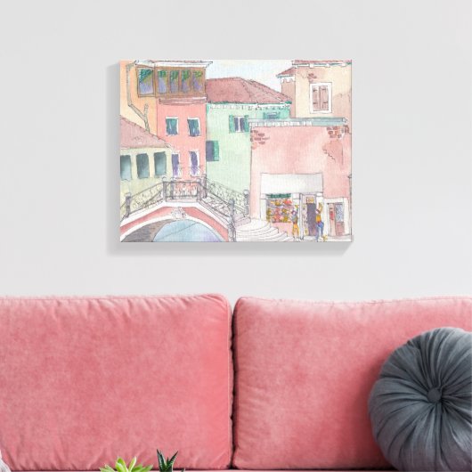 Verpakking Canvas "Waterverf Sketch/Venice Italy (Insitu (Woonkamer))