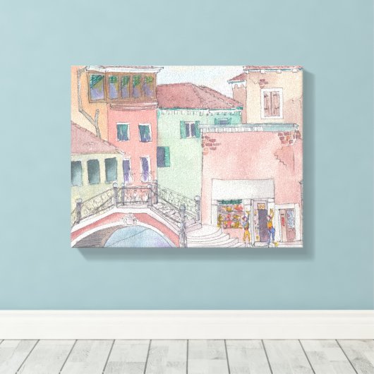 Verpakking Canvas "Waterverf Sketch/Venice Italy Afdruk (Insitu (Houten vloer))