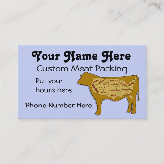 Verpakking en slachting van rundvlees visitekaartje (Voorkant)