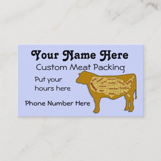 Verpakking en slachting van rundvlees visitekaartje (Voorkant)