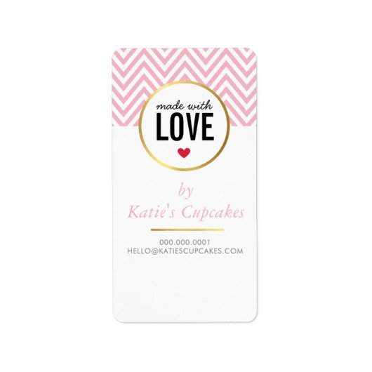 VERPAKKING LABEL LABEL gemaakt met liefde roze che (Voorkant)