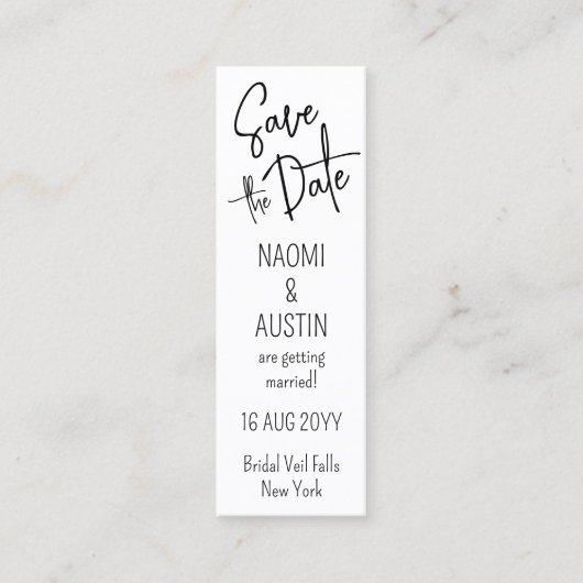Verpakking Mini Bladwijzer Wedding Save the Date K Contactkaartje (Voorkant)