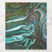 Verpakking Omhoog 2 Stromende Groene Abstracte Wij Wijn Etiket (Enkel label)