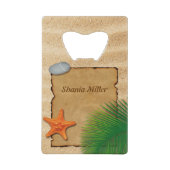 Verpakking op de zand-achtergrond - Bottelopener Creditkaart Flessenopener (Voorkant)