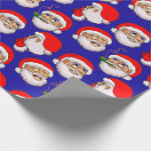 Verpakking Papier Blauwe achtergrond Kerstman (Hoek)