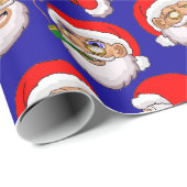 Verpakking Papier Blauwe achtergrond Kerstman (Rol Hoek)