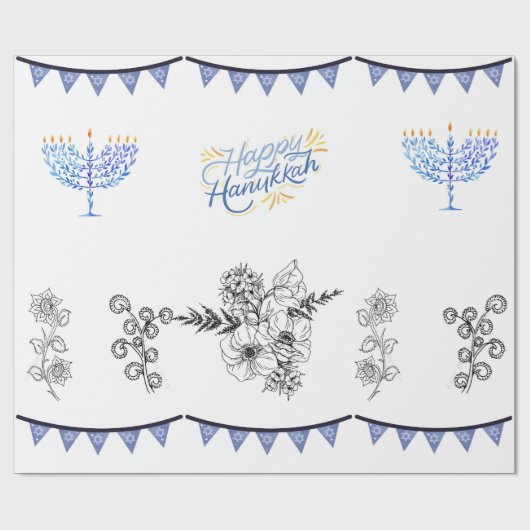 Verpakking Papier Chanoeka moderne minimalist (Vlak)