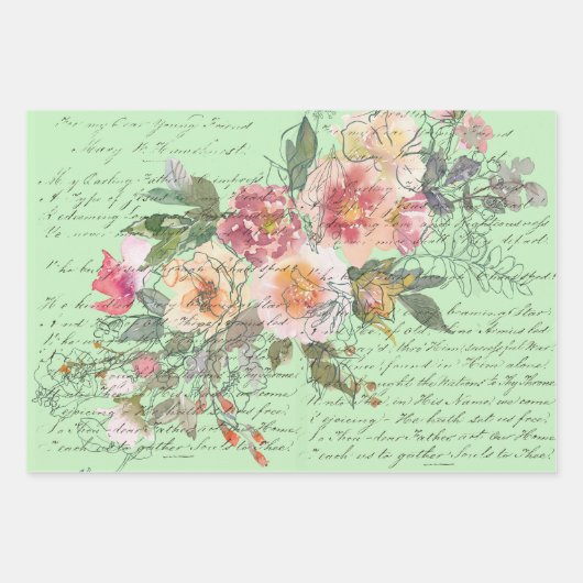 Verpakking Papier Decoupage Flat Sheets Set van 3 Inpakpapier Vel (Voorkant 3)