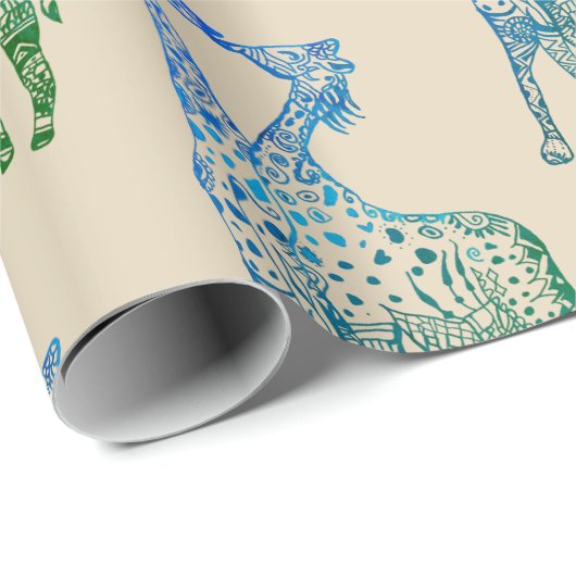 Verpakking Papier Giraffes Art (Rol Hoek)