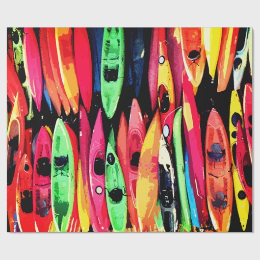 Verpakking Papier Roll Kleurrijke Kajaks Ontwerp (Vlak)