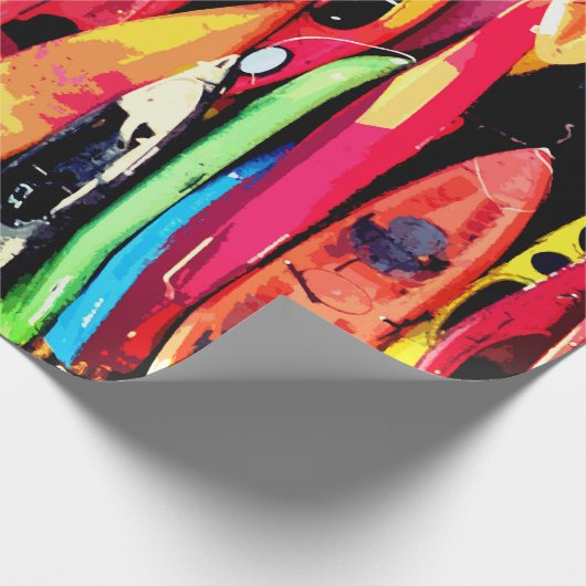 Verpakking Papier Roll Kleurrijke Kajaks Ontwerp (Hoek)