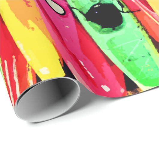 Verpakking Papier Roll Kleurrijke Kajaks Ontwerp (Rol Hoek)