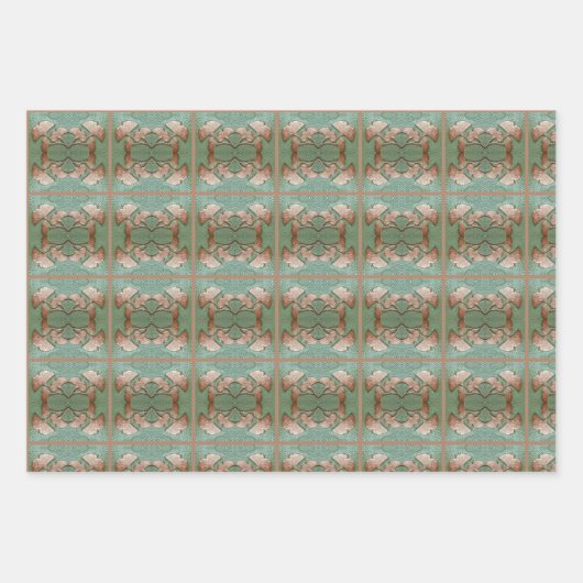 Verpakking Papier set van 3 vellen Gingko bladeren (Voorkant 2)