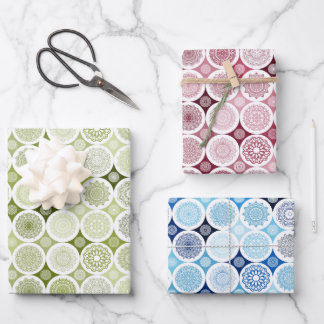 Verpakking papier set van 3 vellen mandala patroon