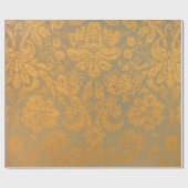 Verpakking Papier  Sinaasappel Goud Damast Patroon (Vlak)