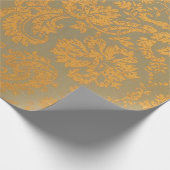 Verpakking Papier  Sinaasappel Goud Damast Patroon (Hoek)