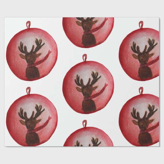Verpakking Papier Waterverf Herten, Kerstmis (Vlak)