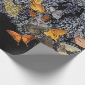 Verpakking Papier ZWART KANT PATROON MET VLINDERS (Hoek)