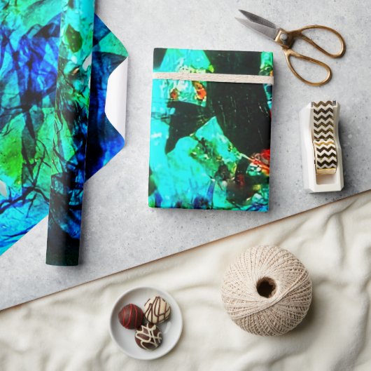 Verpakking Papierblauw abstract gerecycled kunstst Cadeaupapier (Crafts)