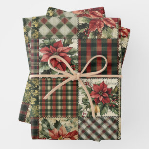 Verpakking Papieren Blad Kerst Geplaagd Patchwork  Inpakpapier Vel