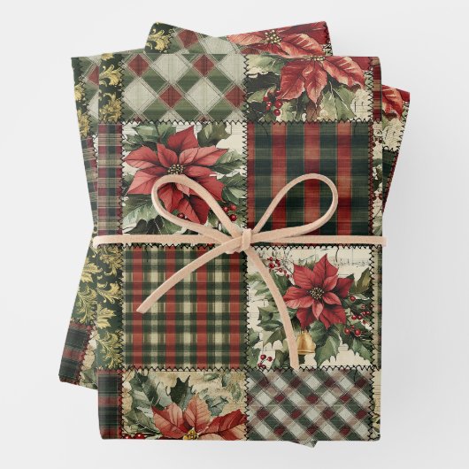 Verpakking Papieren Blad Kerst Geplaagd Patchwork Inpakpapier Vel (In situ)