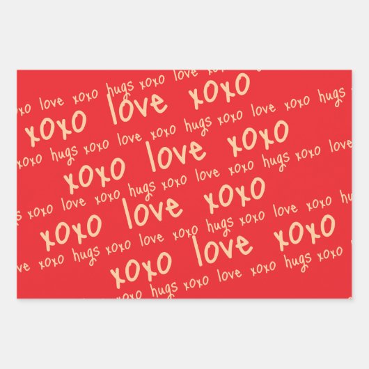Verpakking Papieren Bladen Valentijns Love Hugs Xo Inpakpapier Vel (Voorkant)