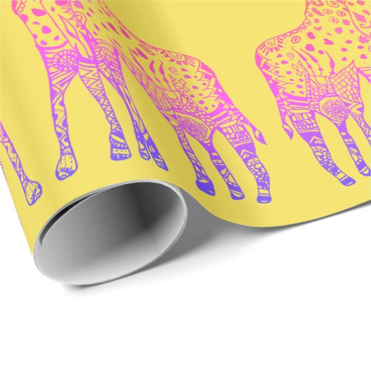 Verpakking PapierKleurrijke Giraffes Art Cadeaupapier (Rol Hoek)