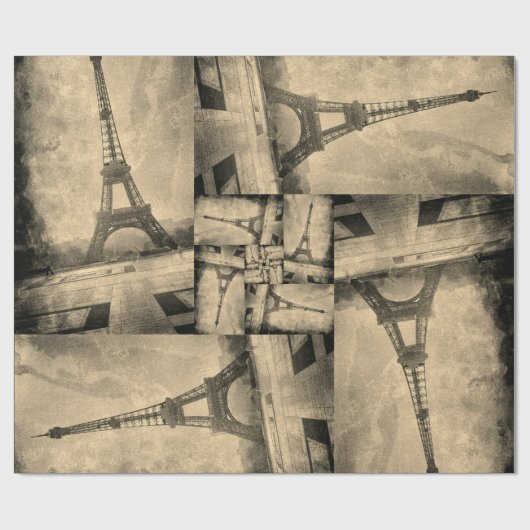 Verpakking Papierrol Eiffeltoren Collage Ontwerp Cadeaupapier (Vlak)