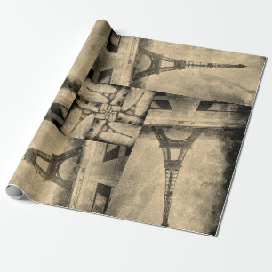 Verpakking Papierrol Eiffeltoren Collage Ontwerp Cadeaupapier