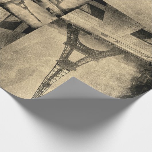 Verpakking Papierrol Eiffeltoren Collage Ontwerp Cadeaupapier (Hoek)