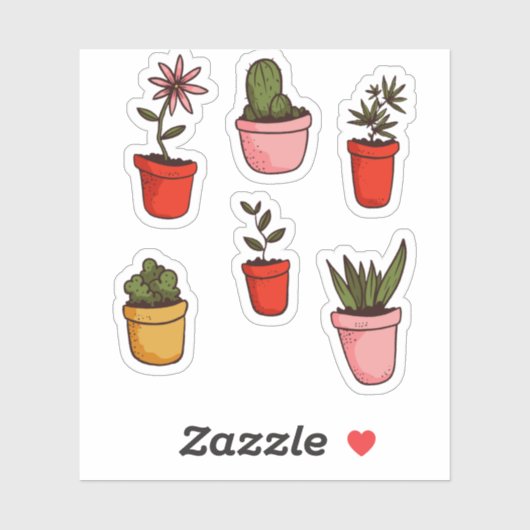 Verpakking Potlood Planten and Succulents Sticker (Vel)