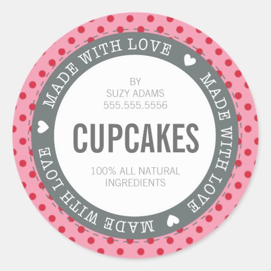 VERPAKKING PRODUCT LABEL gemaakt met liefde roze r (Voorkant)