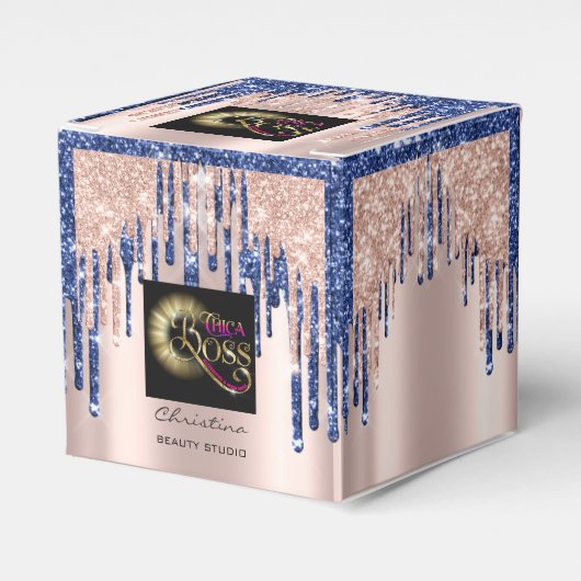 Verpakking Roos Drip Blue Navy Beauty Bedankdoosjes (Voorkant Zijde)