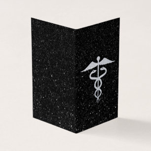 Verpakking van 25 Glitter Caduceus Medical Afstude Kaart