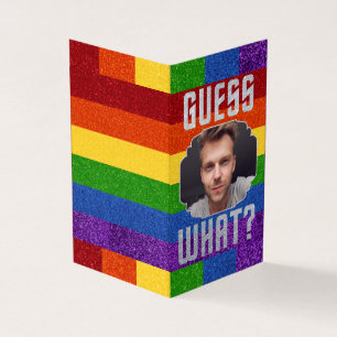 Verpakking van 25 LGBT Glitter Coming Photo Card Kaart