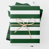 Verpakking van 3: Donkergroene en witte zwarte str Inpakpapier Vel (In situ)