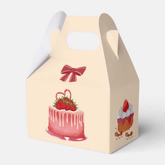 Verpakking van aardbeien shortcake. bedankdoosjes (Voorkant Zijde)
