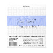 Verpakking van Baby shower Snoep Bar Wrapper Party Notitieblok (Voorkant)
