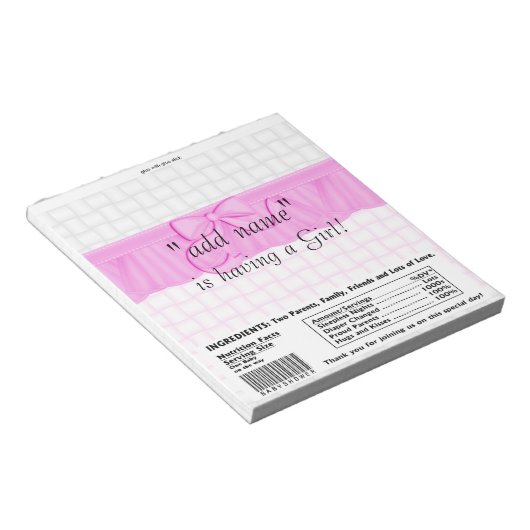 Verpakking van Baby shower Snoep Bar Wrapper Party Notitieblok (Schuin)