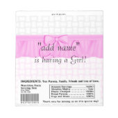 Verpakking van Baby shower Snoep Bar Wrapper Party Notitieblok (Voorkant)